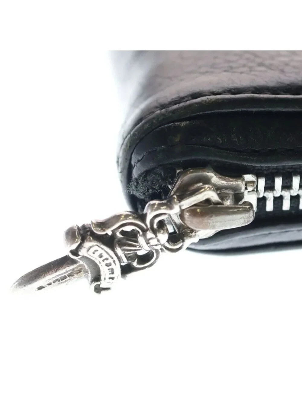 Chrome Hearts Rec Zip 3 Cemetery Cross Patch Zip Around Wallet Black